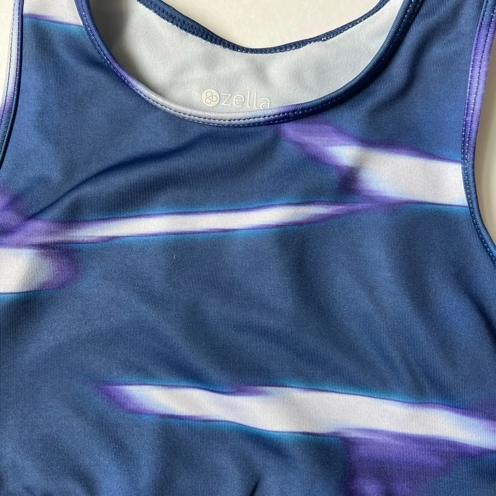 Zella Girl blue purple white crop top size large (10/12)